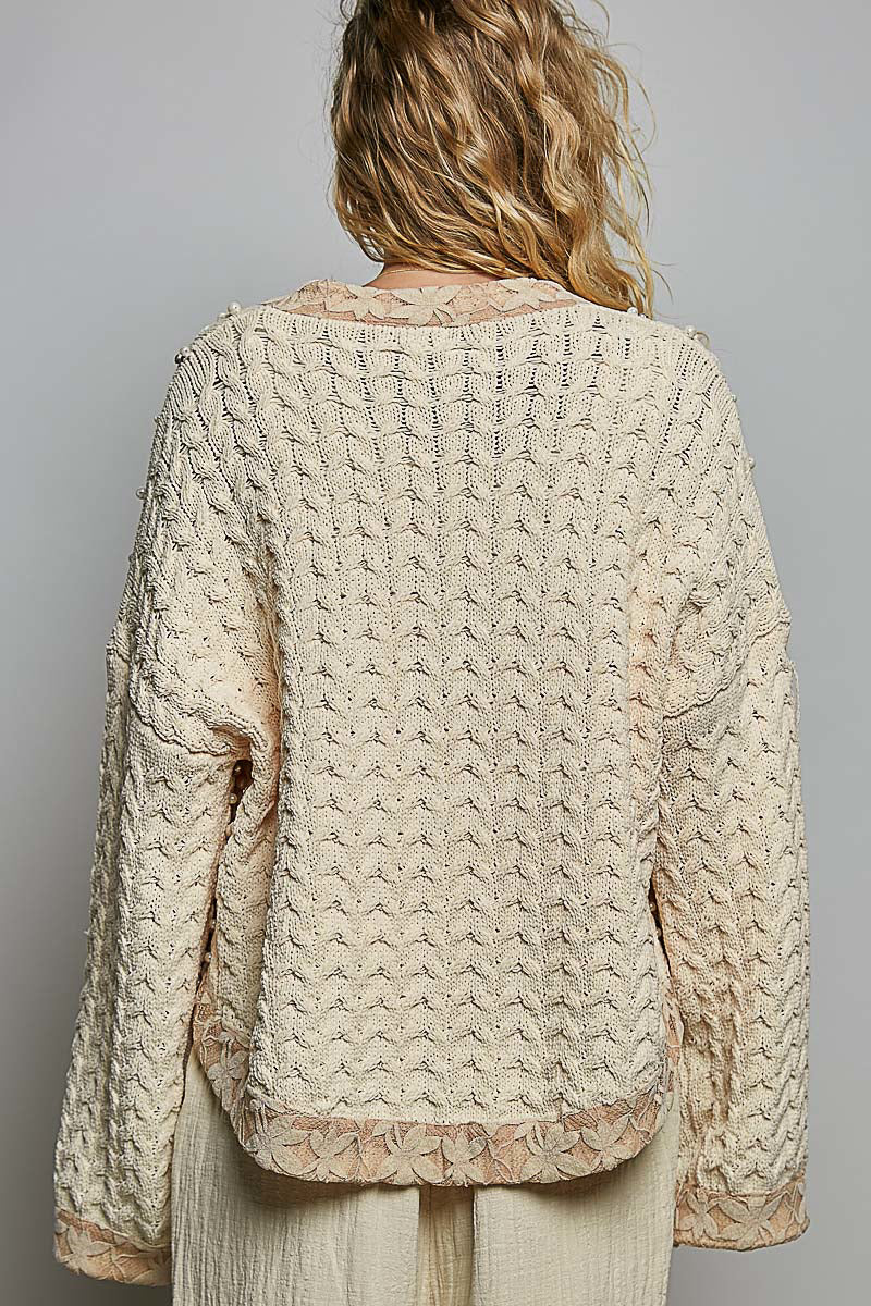 Angela Open Front Cardigan with Pearls and Rhinestones