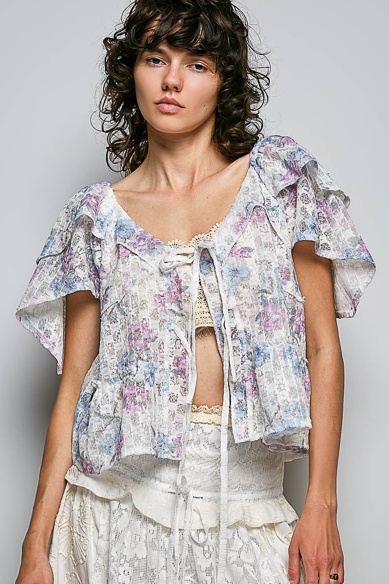 Ciara Lightweight Lace Top with Tie Front