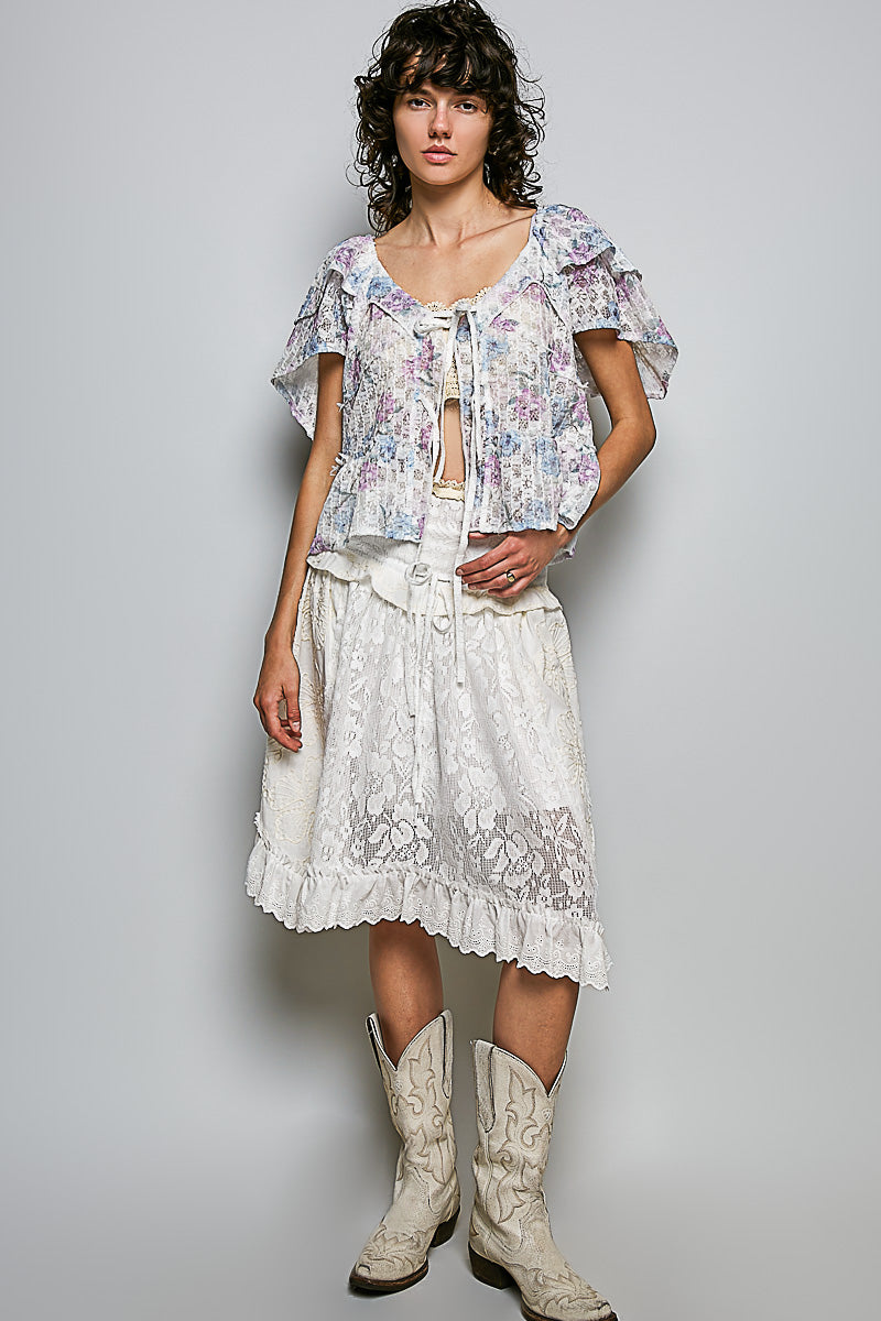 Ciara Lightweight Lace Top with Tie Front