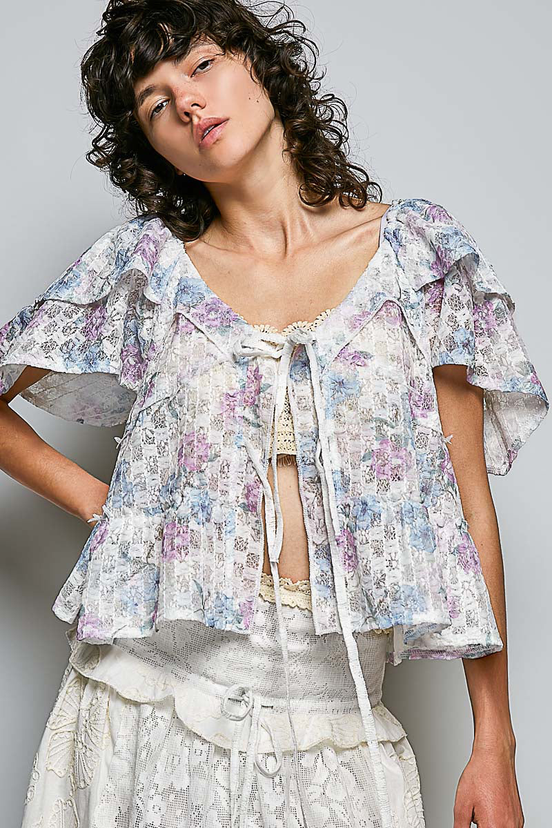 Ciara Lightweight Lace Top with Tie Front