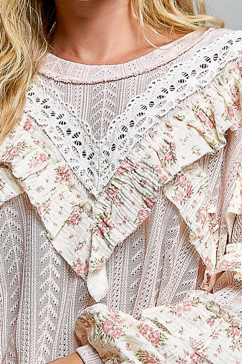 Alyssa Blush Floral and Embroidered Top