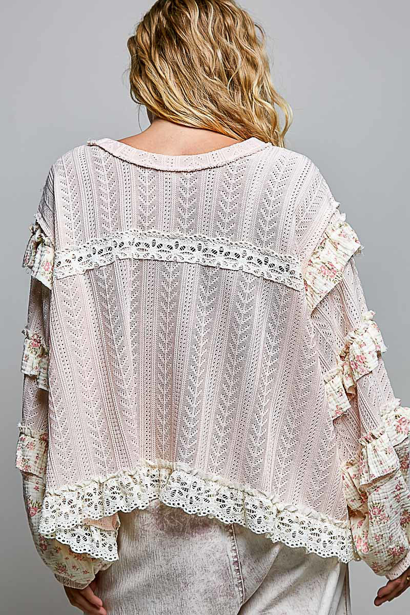 Alyssa Blush Floral and Embroidered Top