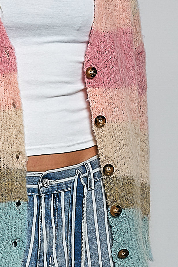 Laurie Pastel Soft Stripe Cardigan