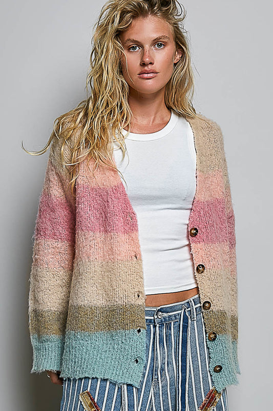Laurie Pastel Soft Stripe Cardigan