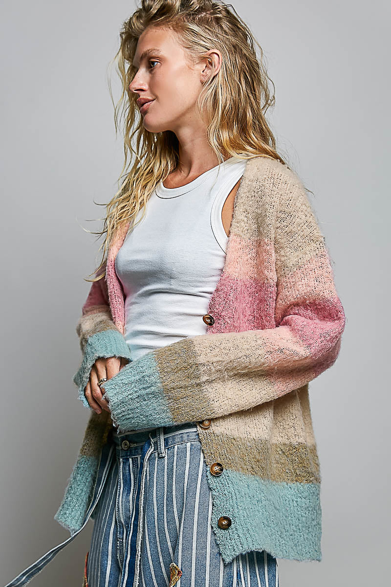 Laurie Pastel Soft Stripe Cardigan