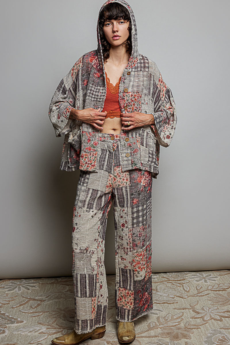 Priscila Patch-Pattern Wide Leg Woven Cotton Pants