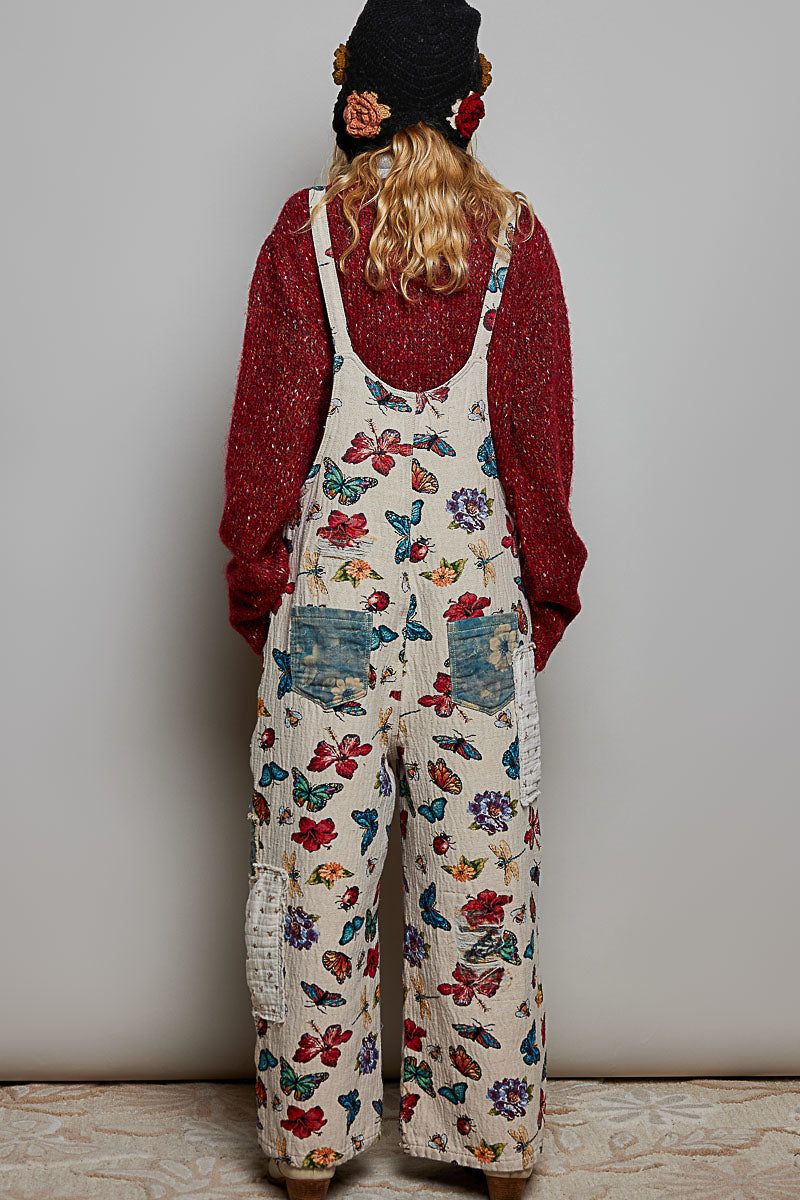 Isabel Butterfly Patchwork Overalls