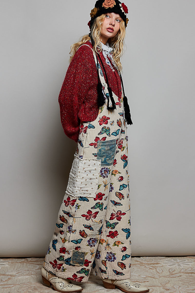 Isabel Butterfly Patchwork Overalls
