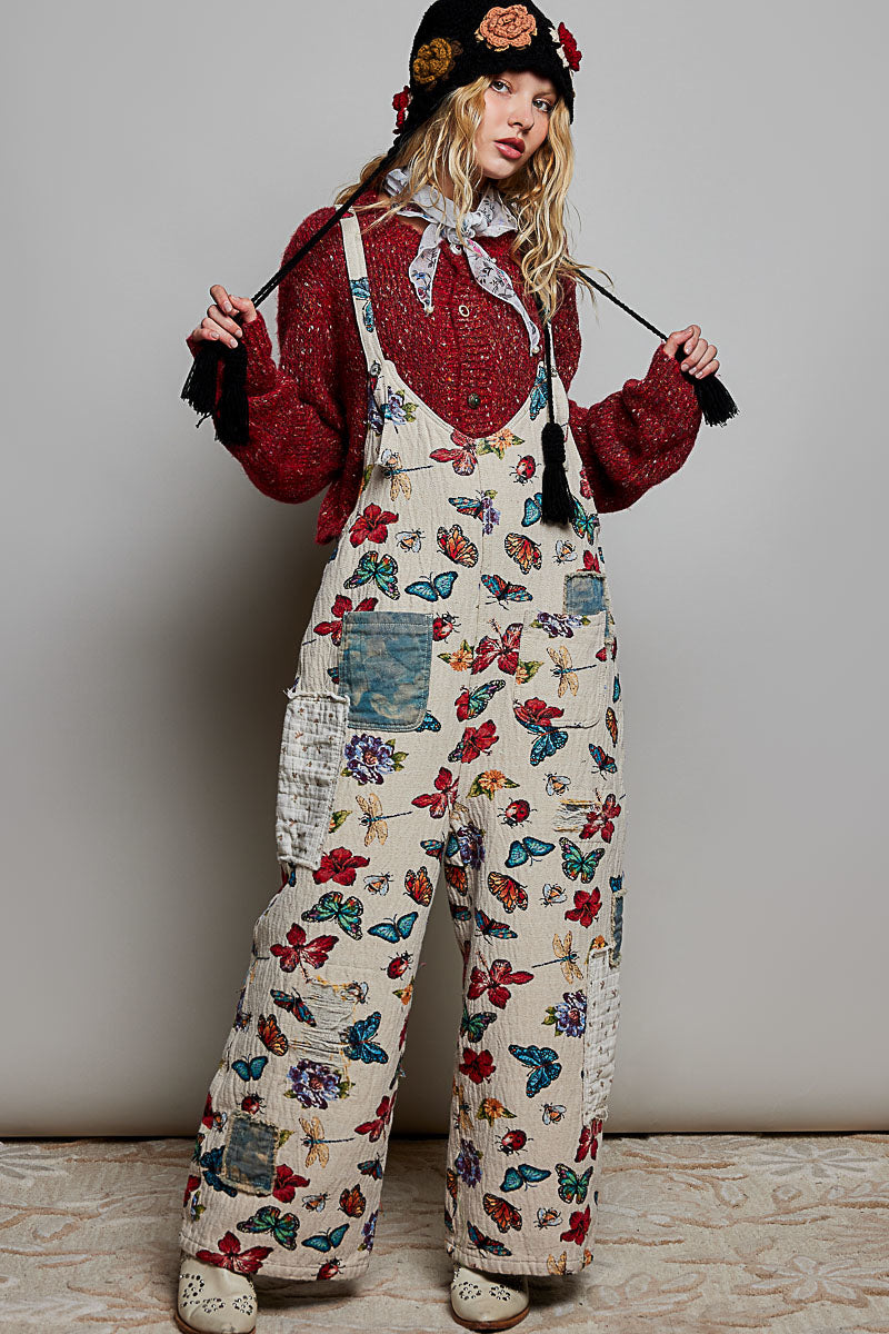 Isabel Butterfly Patchwork Overalls