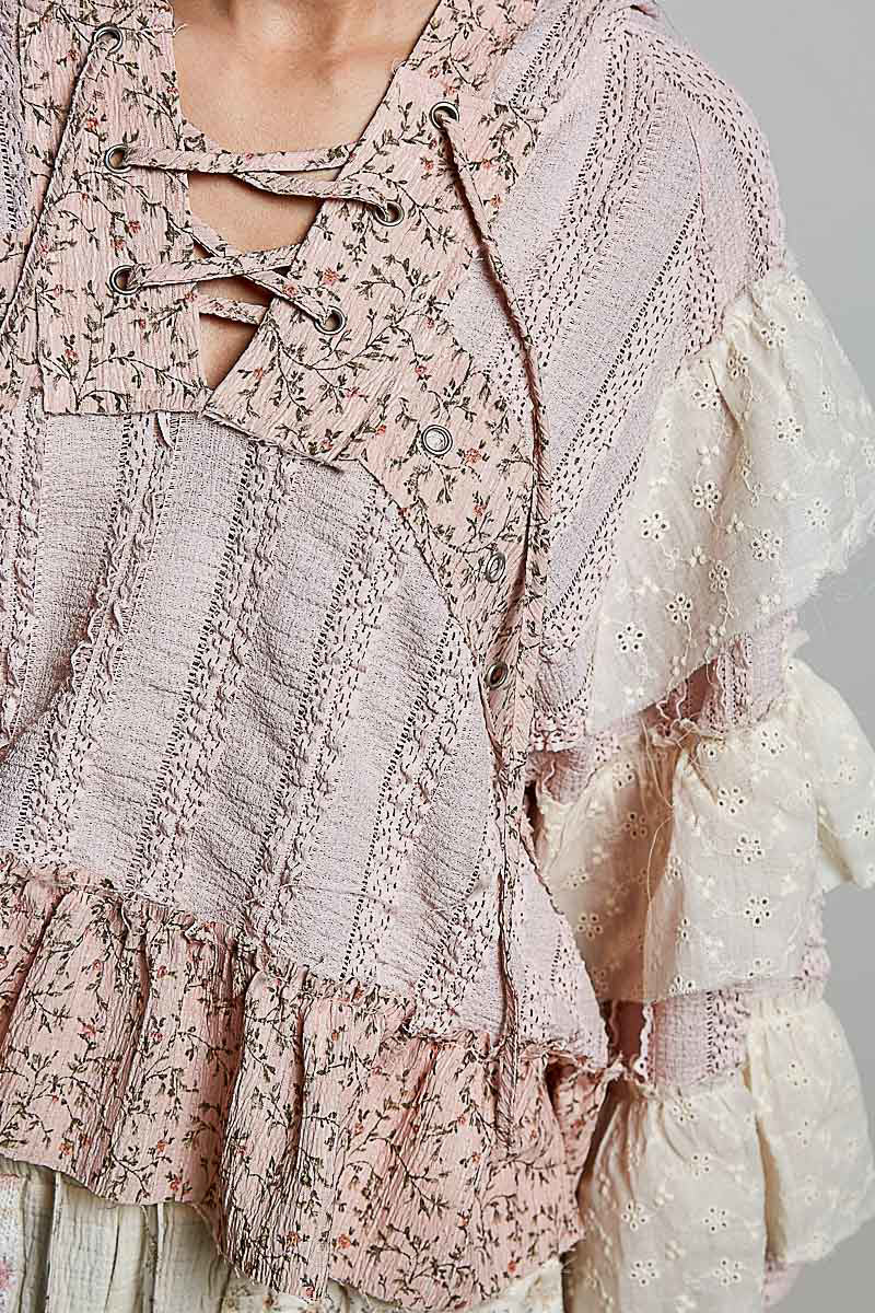 Lynn Soft Ruffle Floral Hoodie