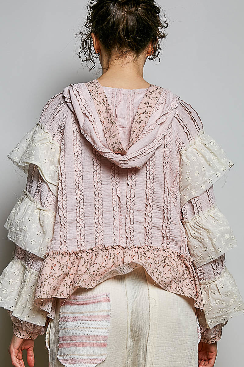 Lynn Soft Ruffle Floral Hoodie