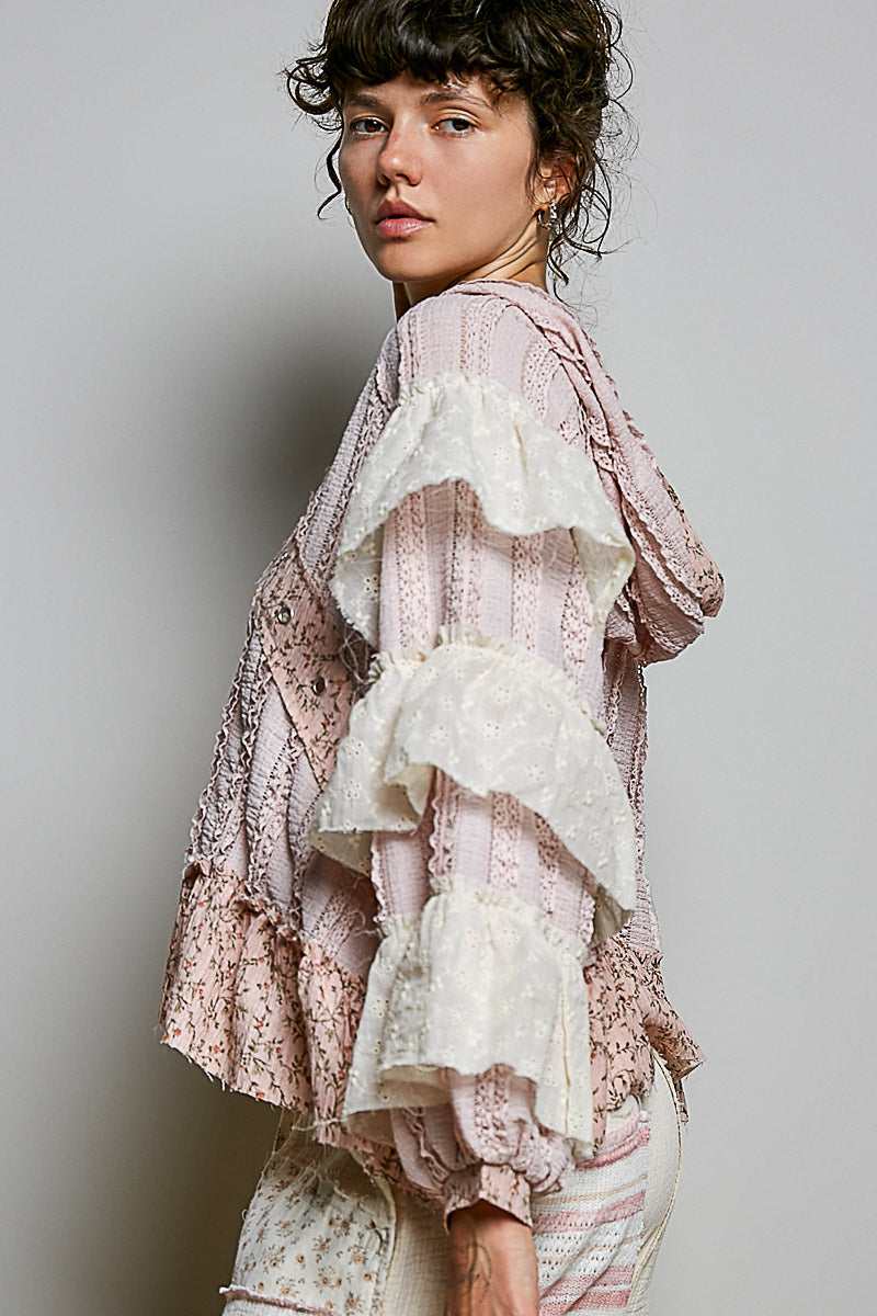 Lynn Soft Ruffle Floral Hoodie