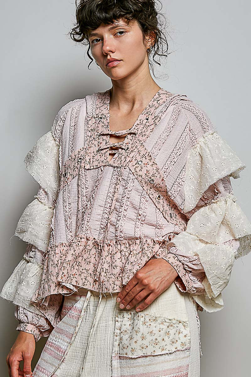 Lynn Soft Ruffle Floral Hoodie