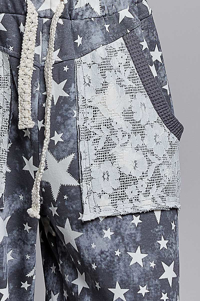Shayla Star Lace Detail Joggers