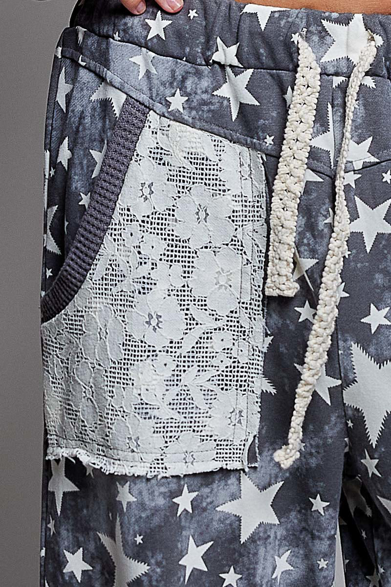 Shayla Star Lace Detail Joggers
