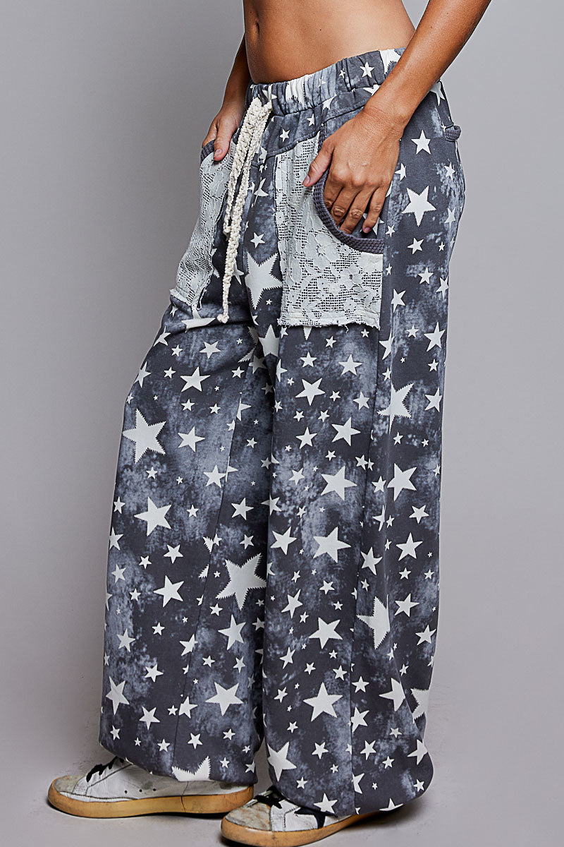 Shayla Star Lace Detail Joggers