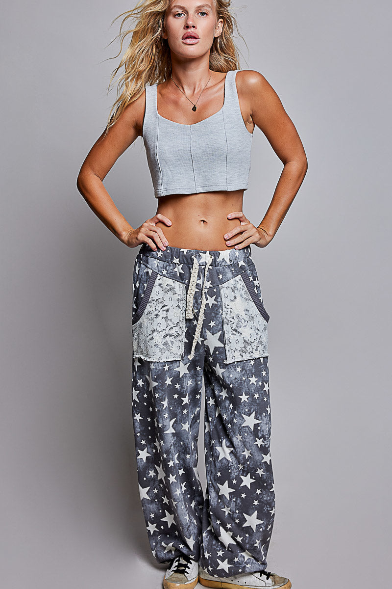 Shayla Star Lace Detail Joggers