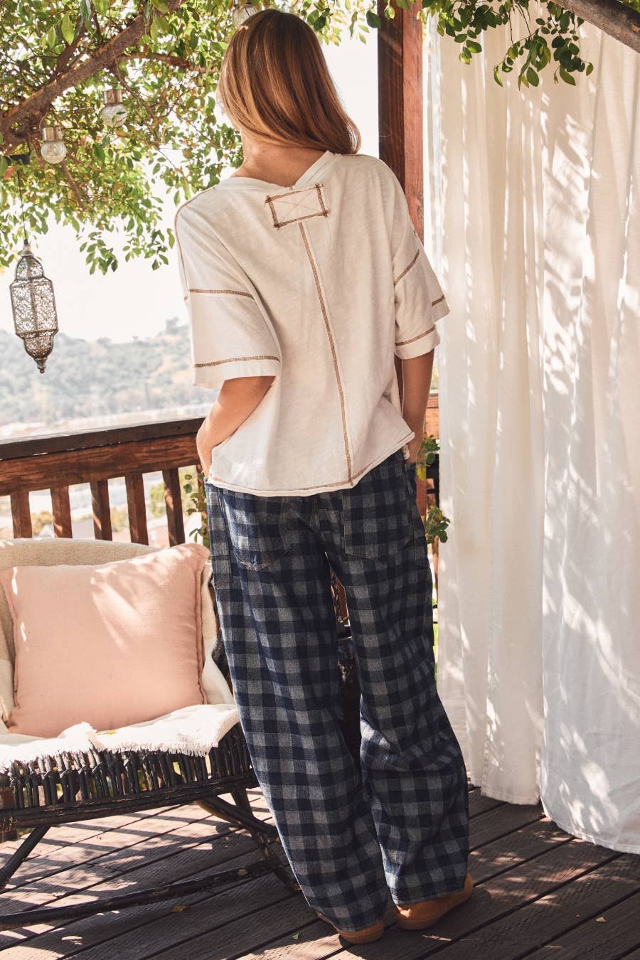 Bridget Checkered Patchwork Denim