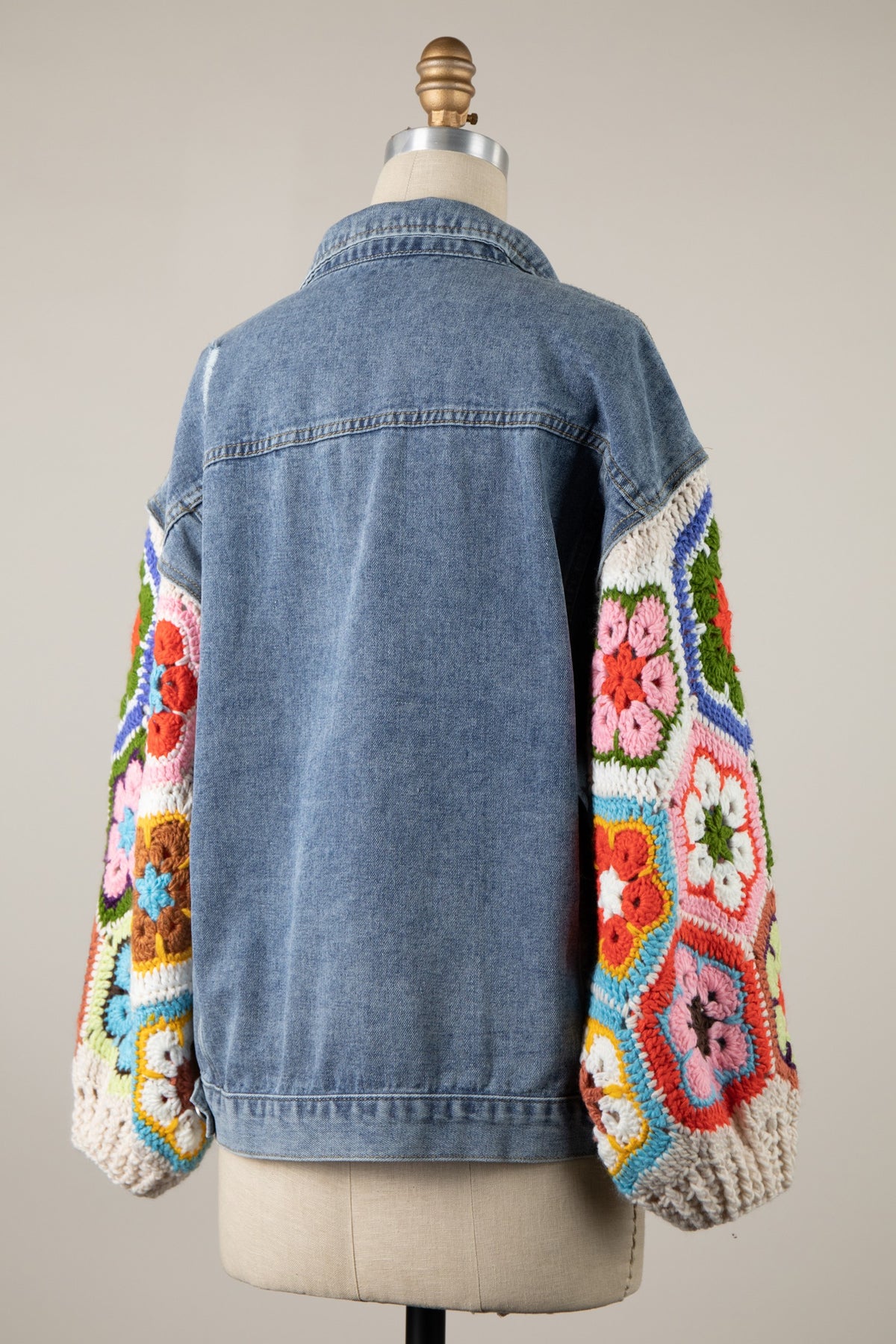 Gwen Denim Crochet Sleeve Jacket