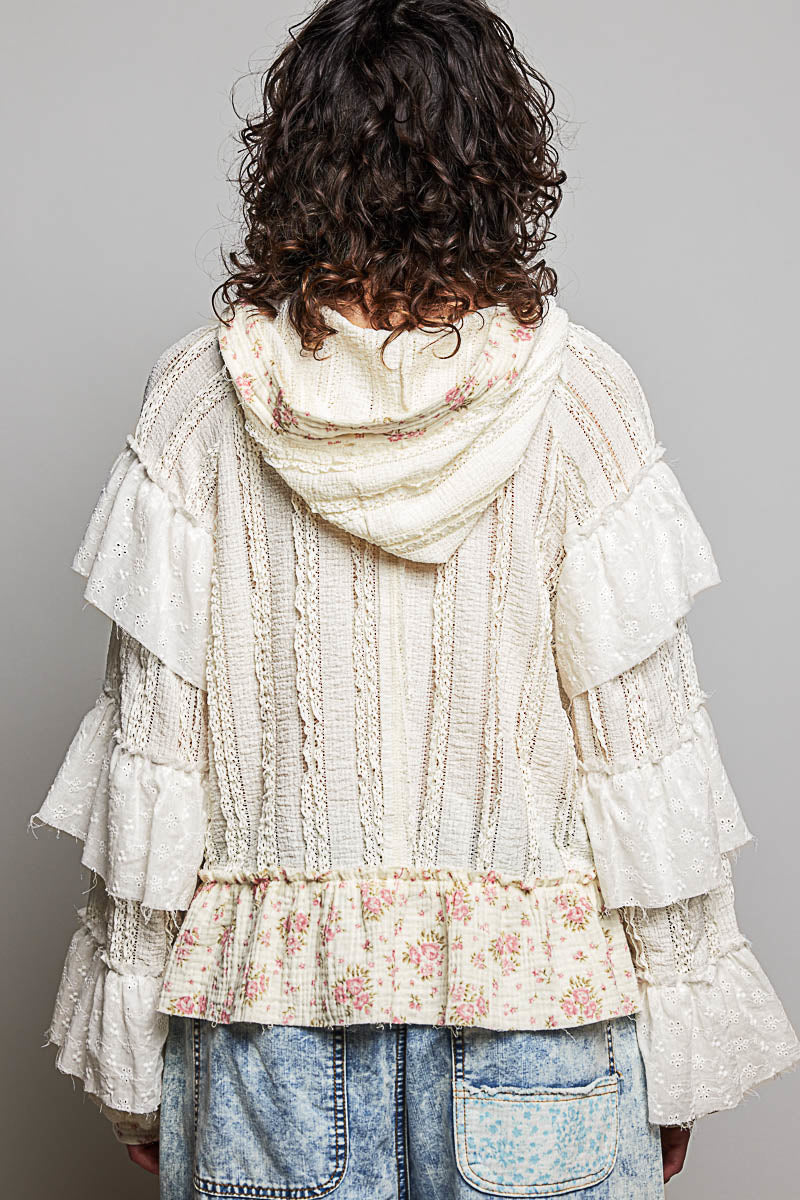 Janet Soft Ruffle Floral Hoodie