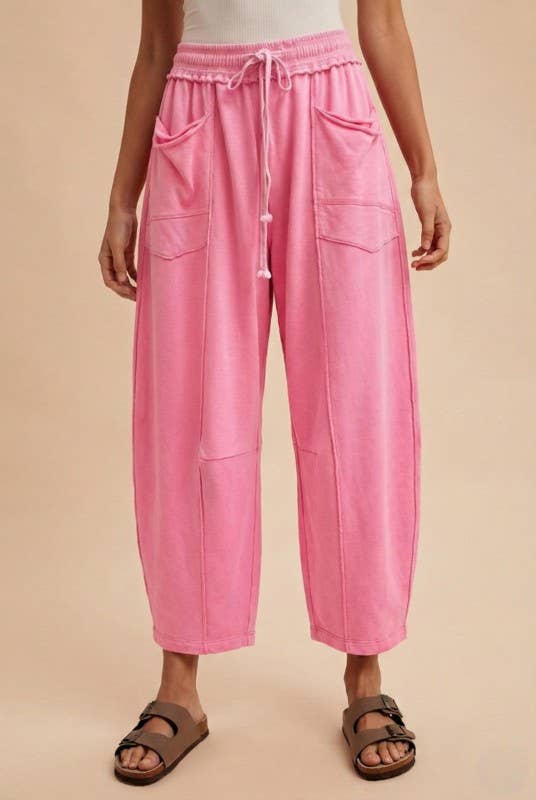 Erica Mineral Wash Barrel Fit Utility Knit Pants