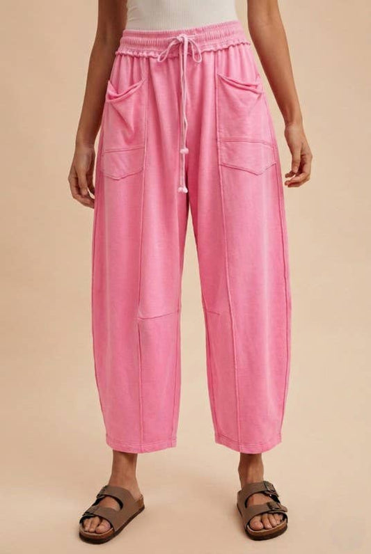 Erica Mineral Wash Barrel Fit Utility Knit Pants