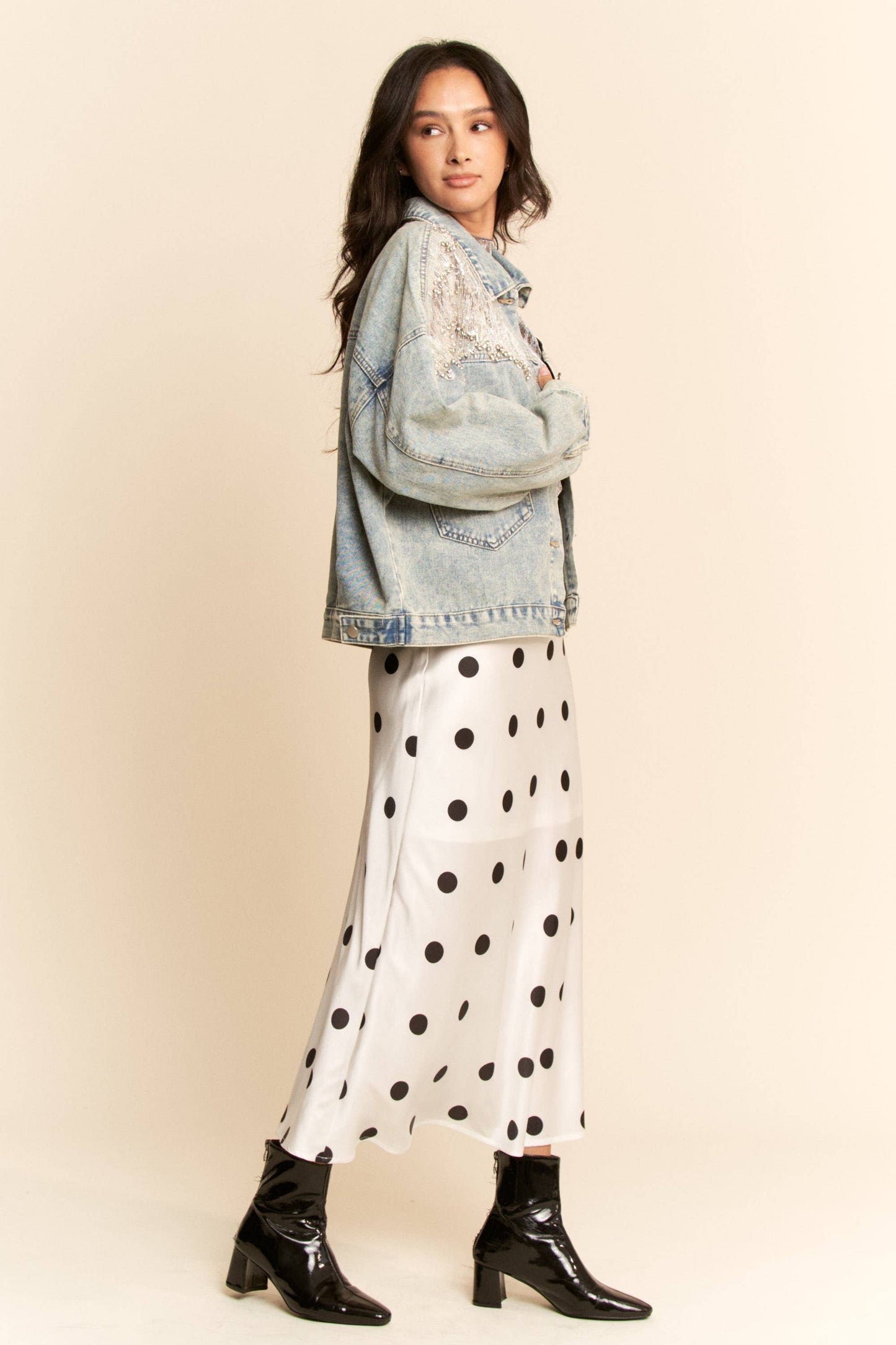 KATE MESH STITCHING BUTTON DOWN DENIM JACKET- RESTOCKS JUNE 2ND