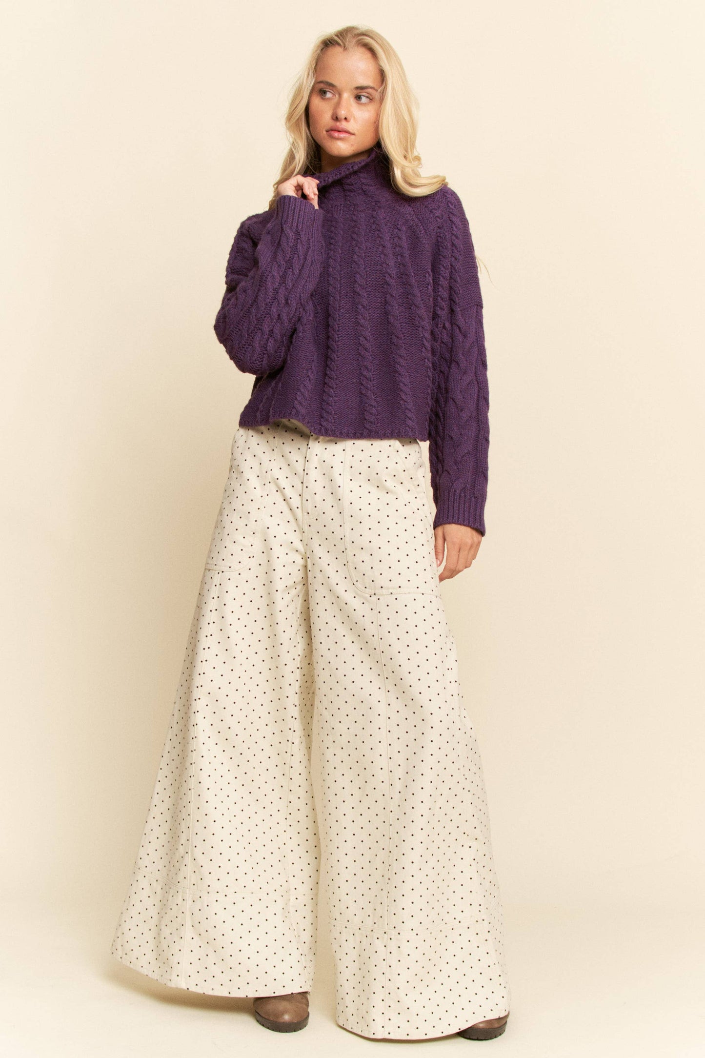 DP40212A - WASHED  RUFFLE LACE BOTTOM PANTS