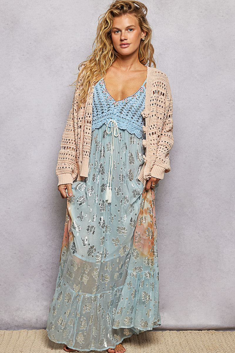 Daniela Blush Flower Button Cardigan