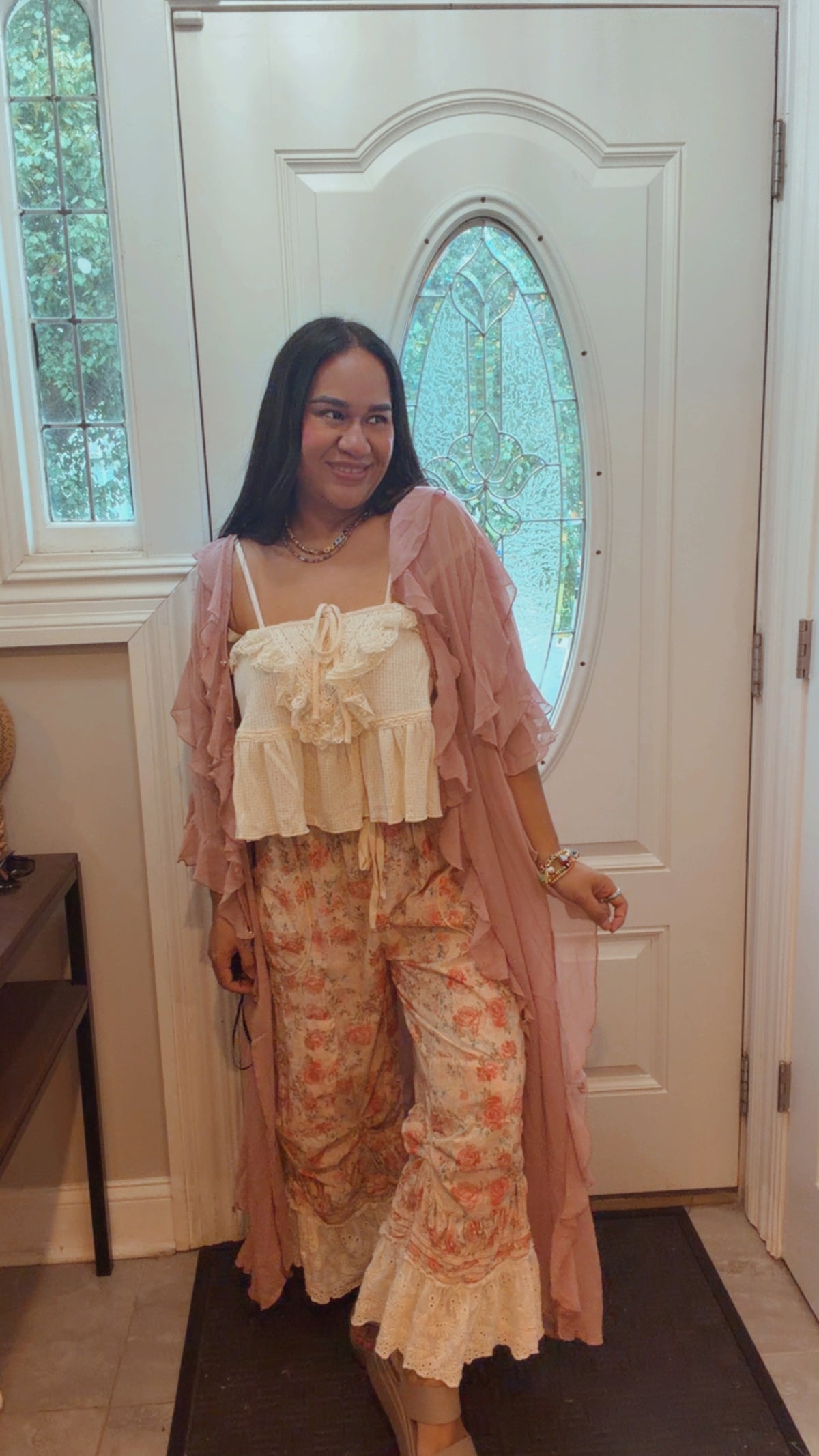 JESSICA SHEER RUFFLED OPEN FRONT KIMONO COVER-UP DRESS