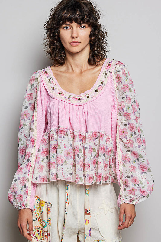 Dulce Floral Babydoll Embroideredtop