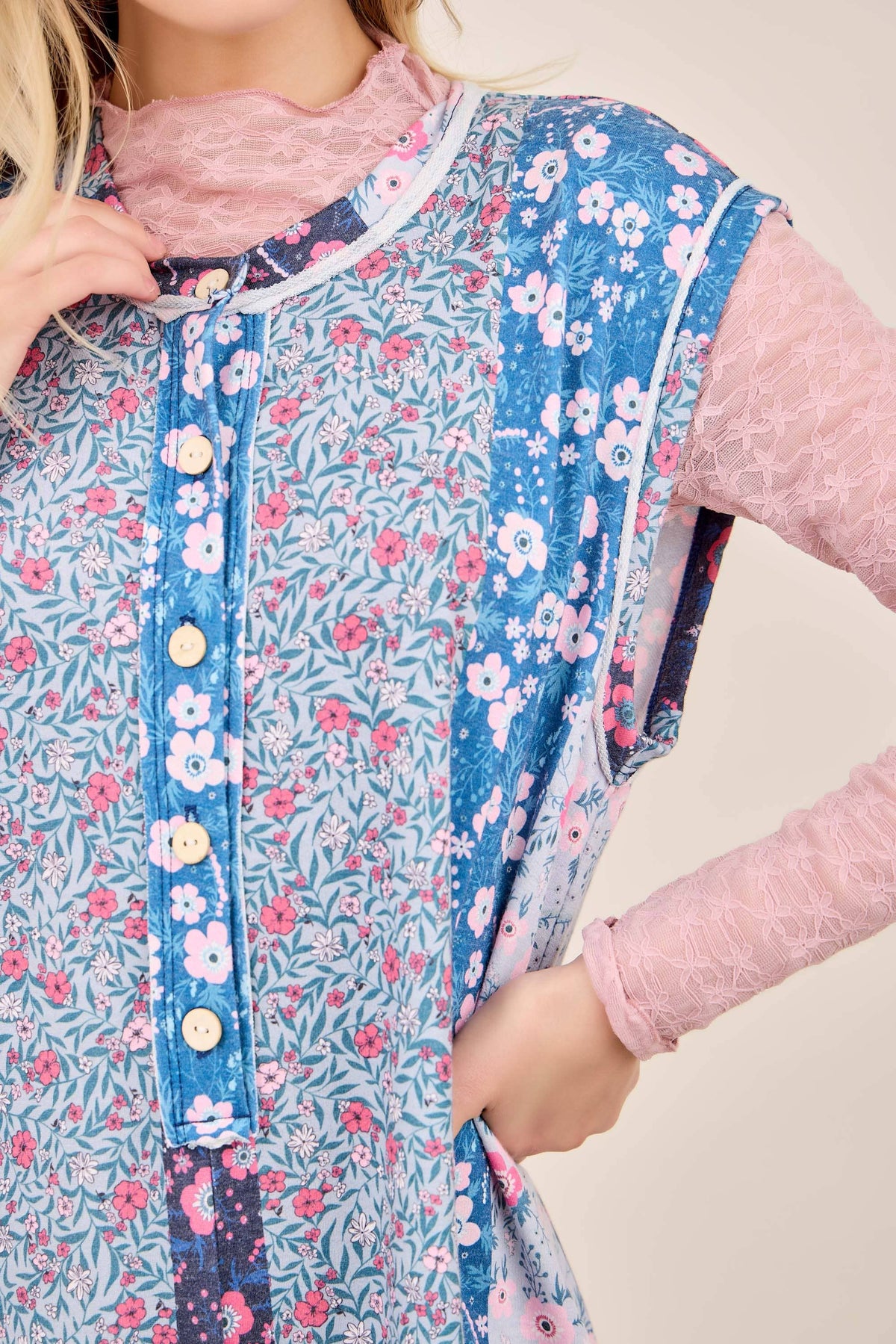 Pamela Petal Diary Terry Button Henley Jumpsuits HJ7416