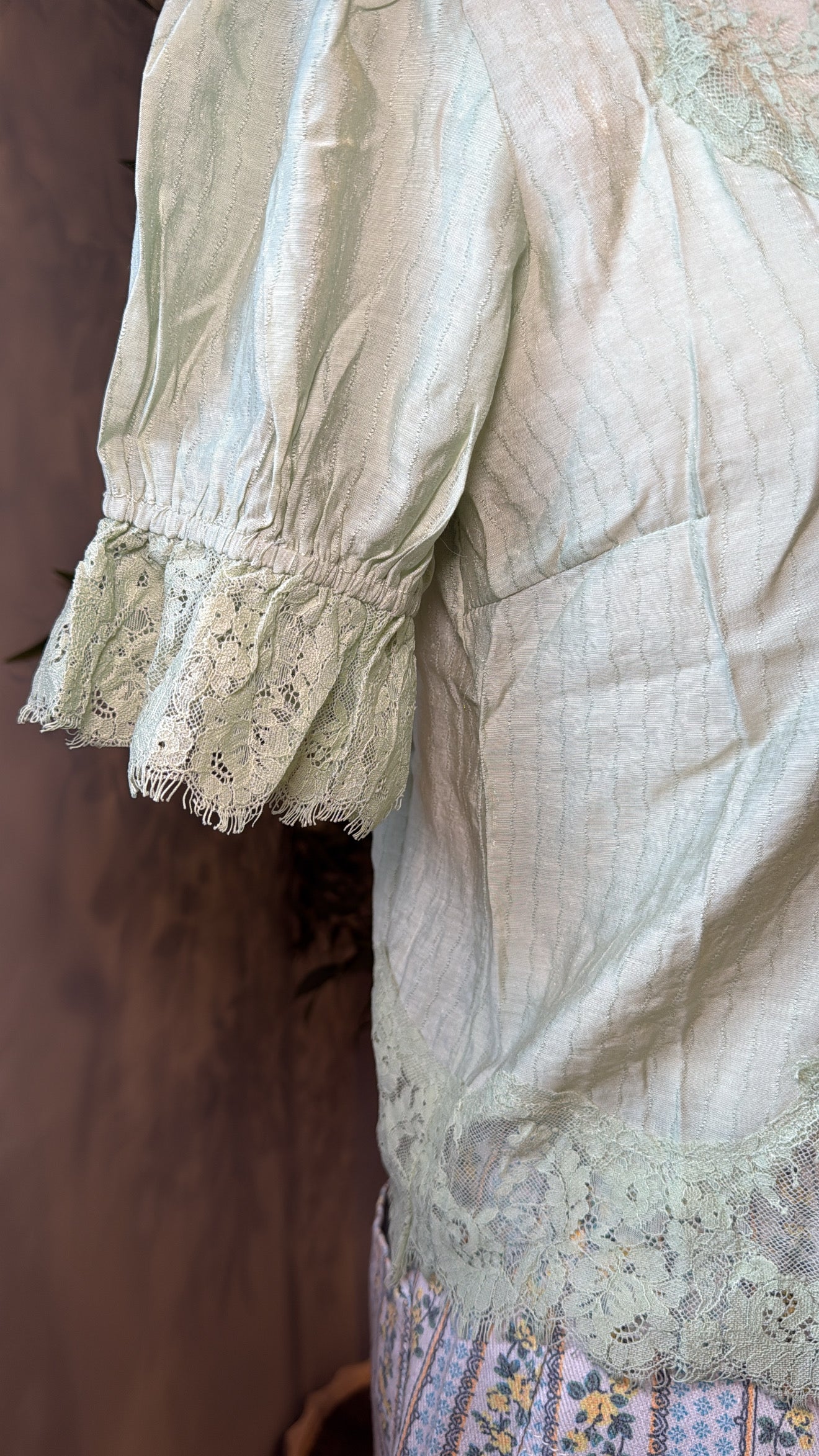 Whitney Sage Green Lace Button top