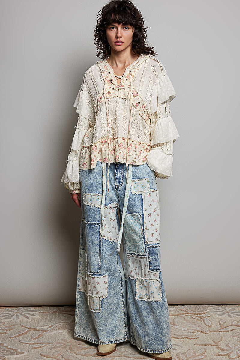 Janet Soft Ruffle Floral Hoodie