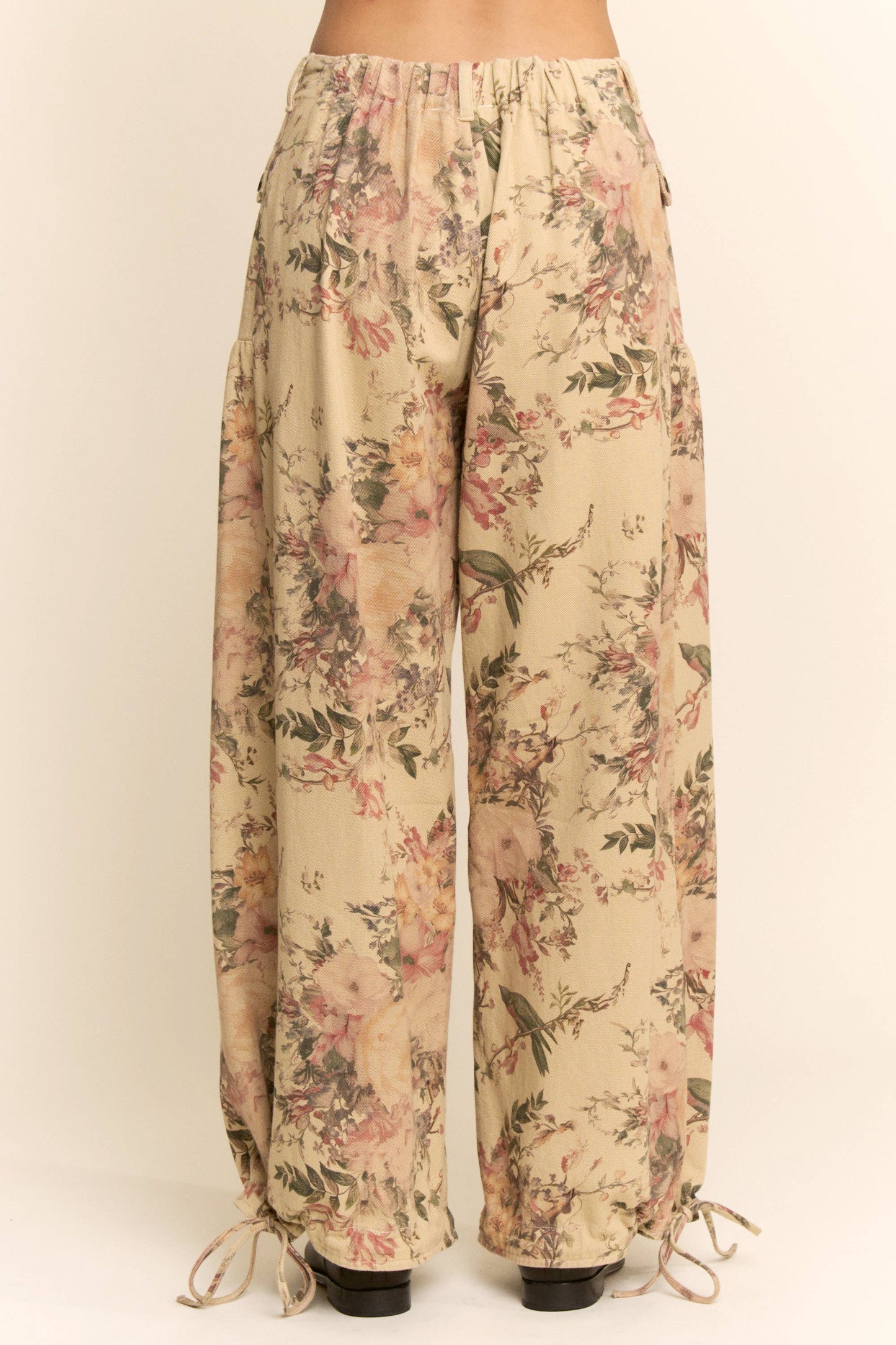 LIBBY PLUS FLORAL PRINT DENIM WIDE MID HIGH WAIST PANT