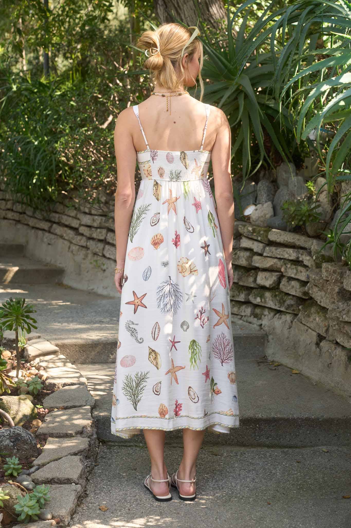 IBIZA MULTICOLOR NAUTICAL PRINT SLEEVELESS MIDI DRESS