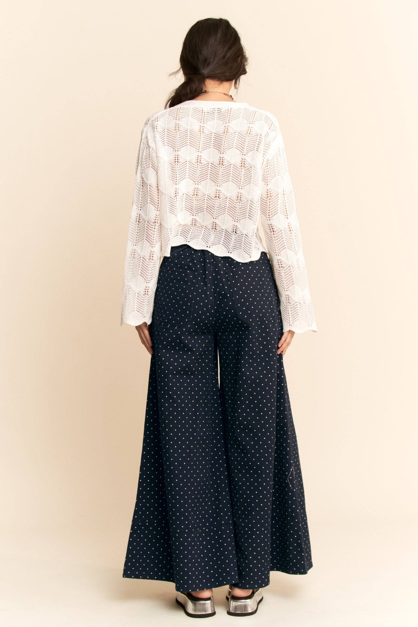 DP40212A - WASHED  RUFFLE LACE BOTTOM PANTS