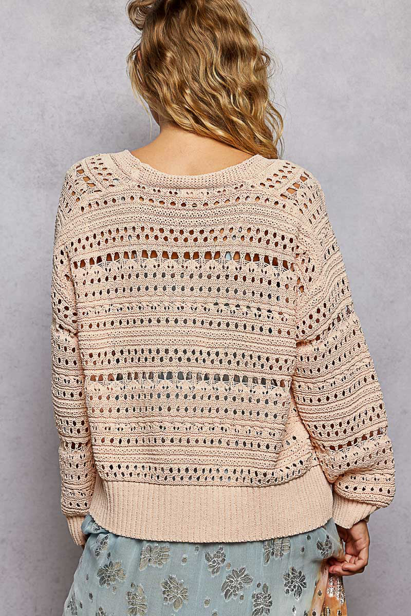 Daniela Blush Flower Button Cardigan