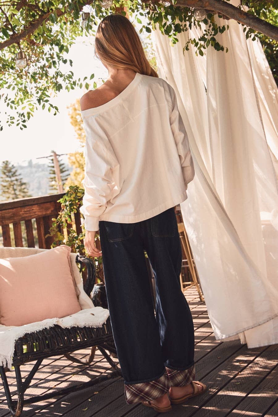 Hailey Cropped Wide Leg Denim Pants