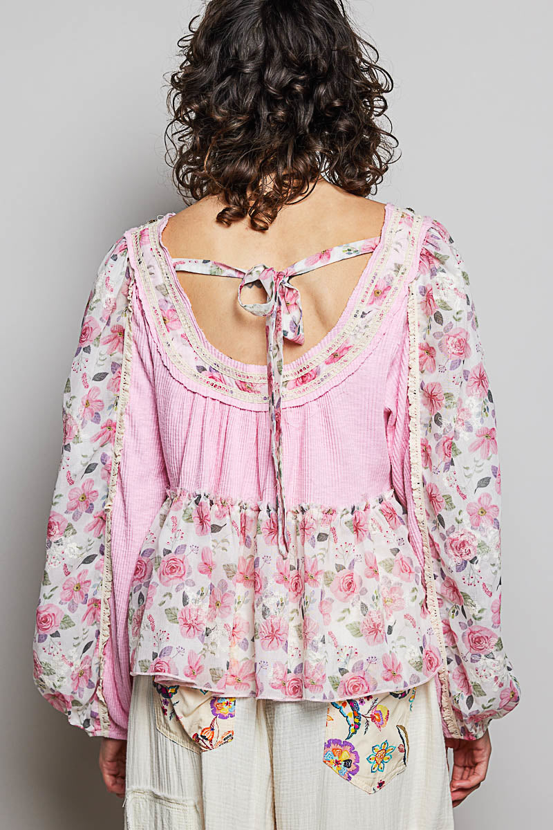 Dulce Floral Babydoll Embroideredtop