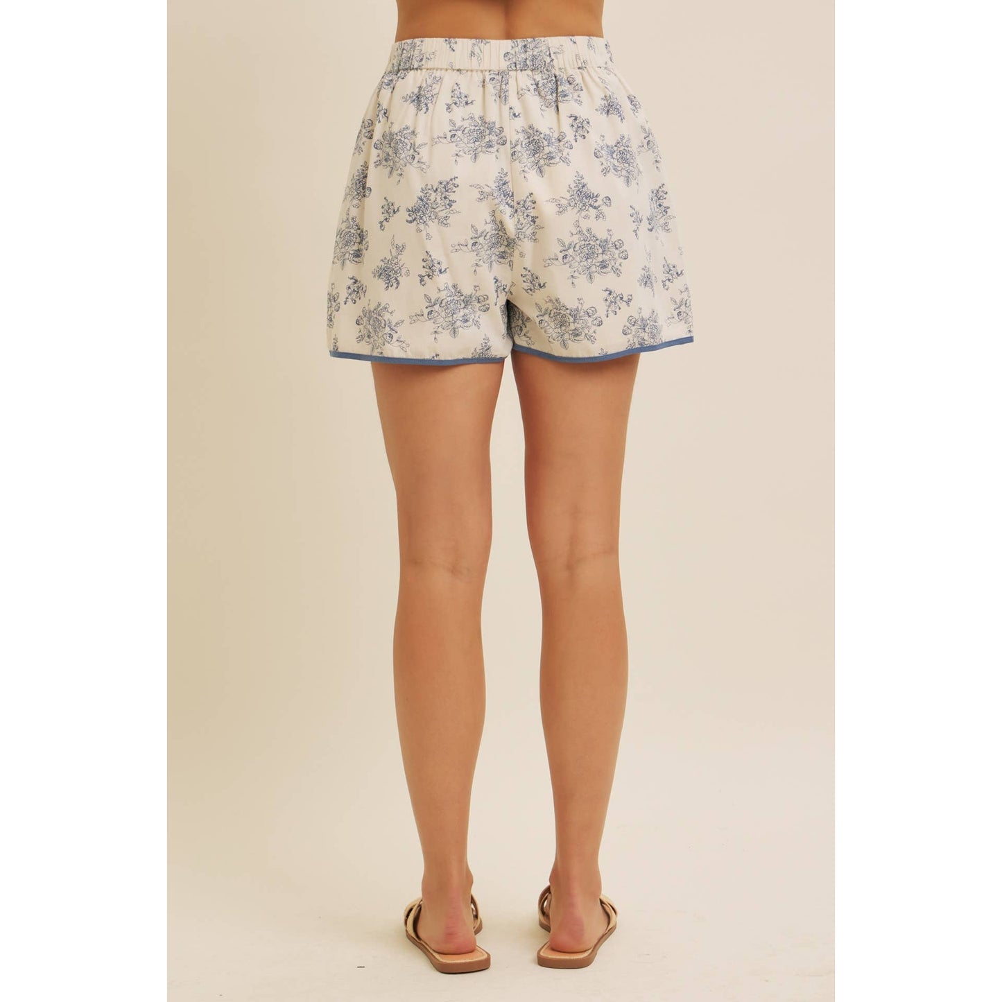 FRENCH RIVIERA COUNTRYSIDE VINTAGE FLORAL SHORTS WITH BACK ELASTIC