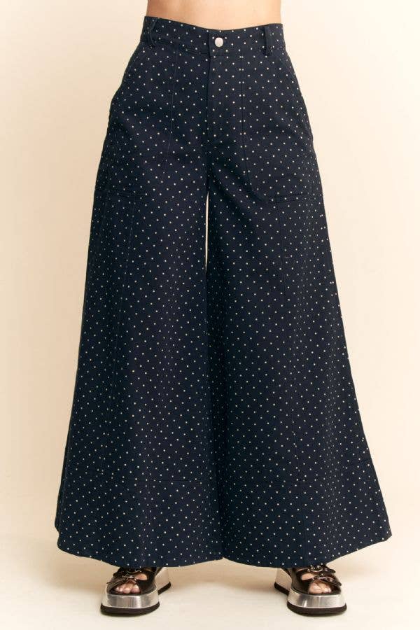 DP40212A - WASHED  RUFFLE LACE BOTTOM PANTS