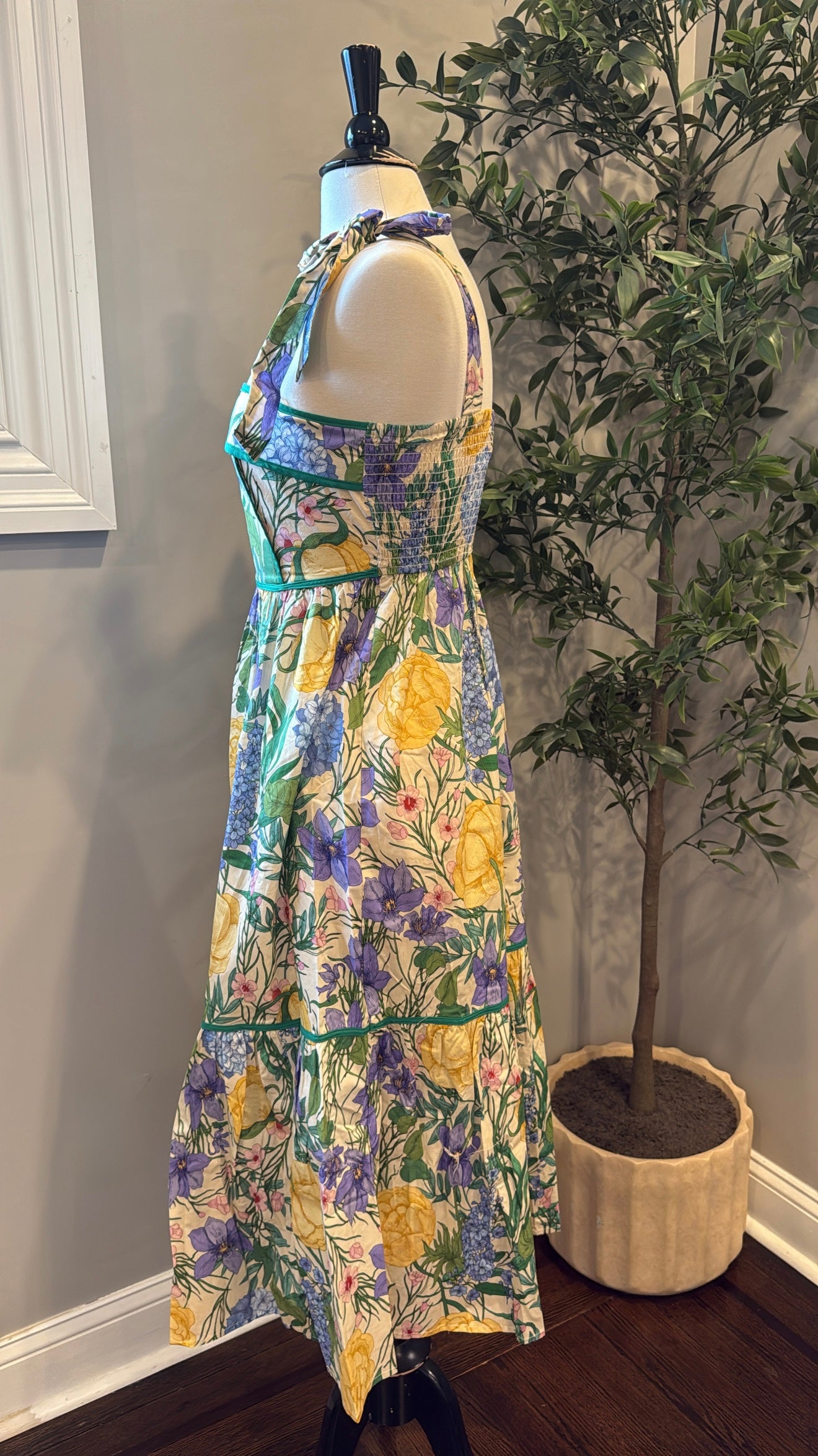 Tory Floral Smocked Back Midi Dress
