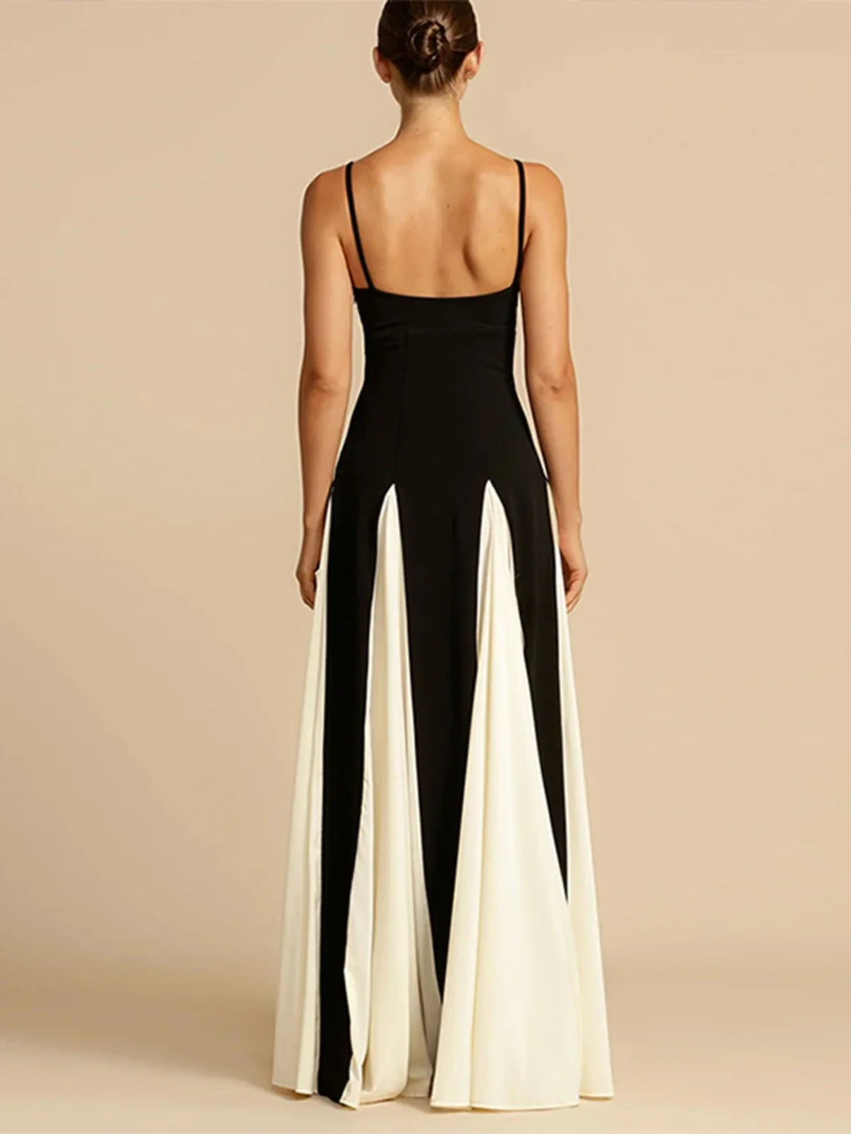 Reina Black and Ivory Panel Dress