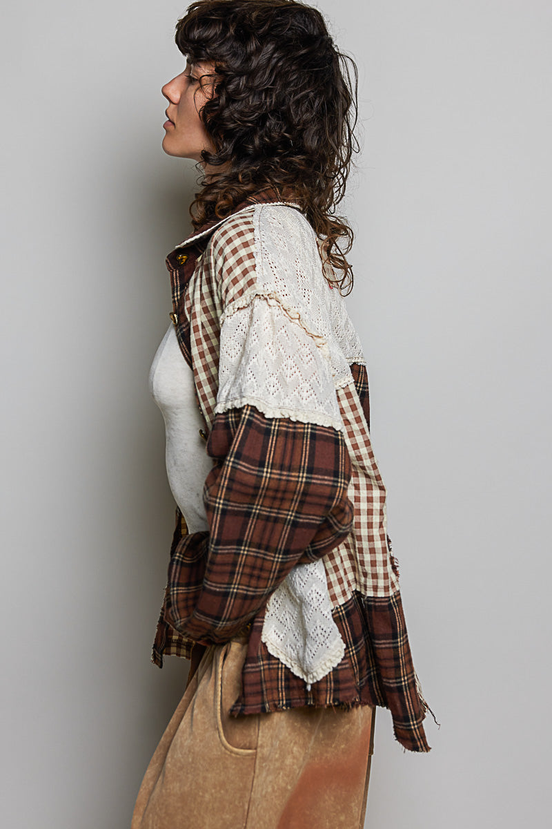Chelsea Plaid Heart Patchwork Button Down Top