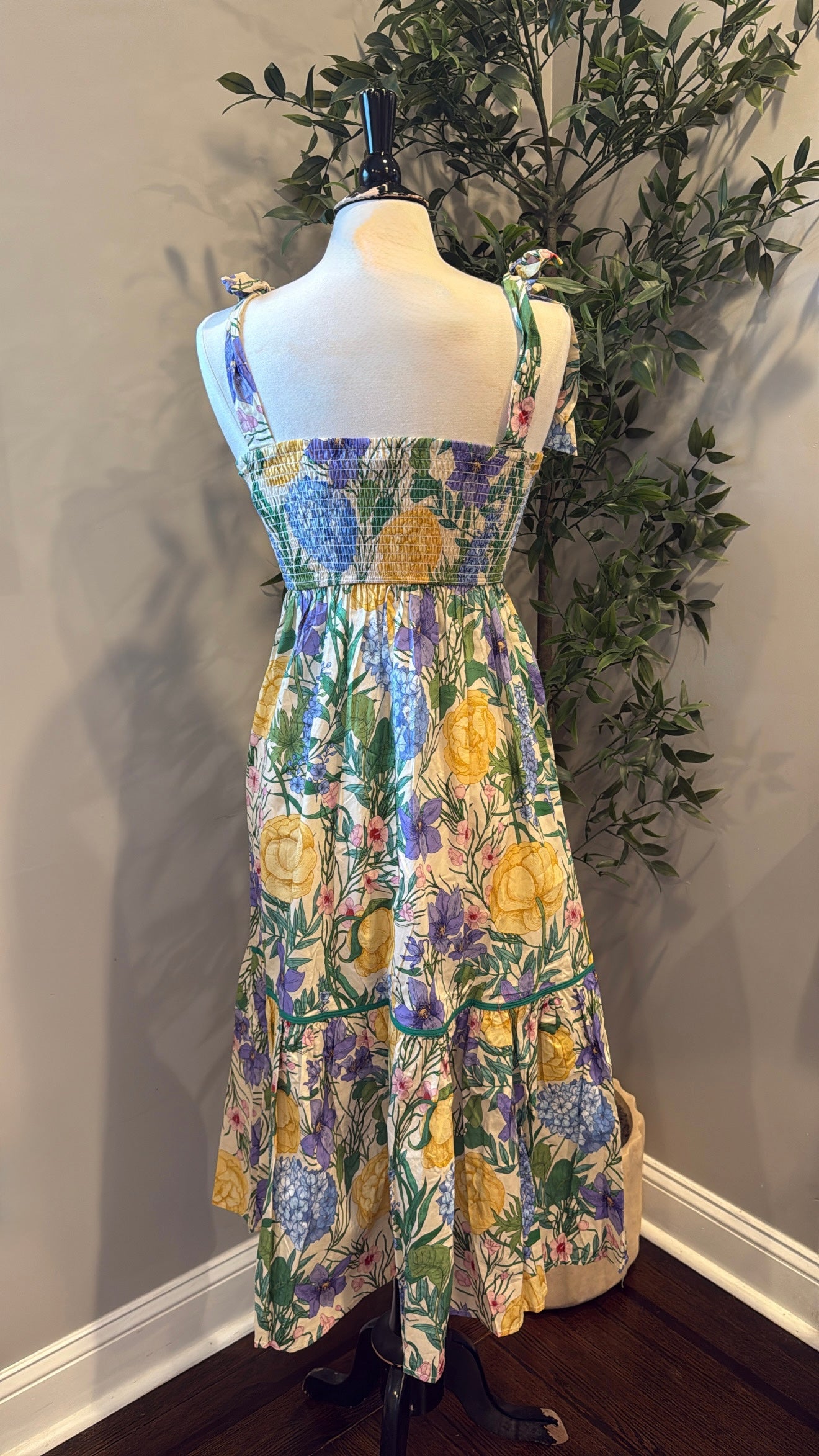 Tory Floral Smocked Back Midi Dress