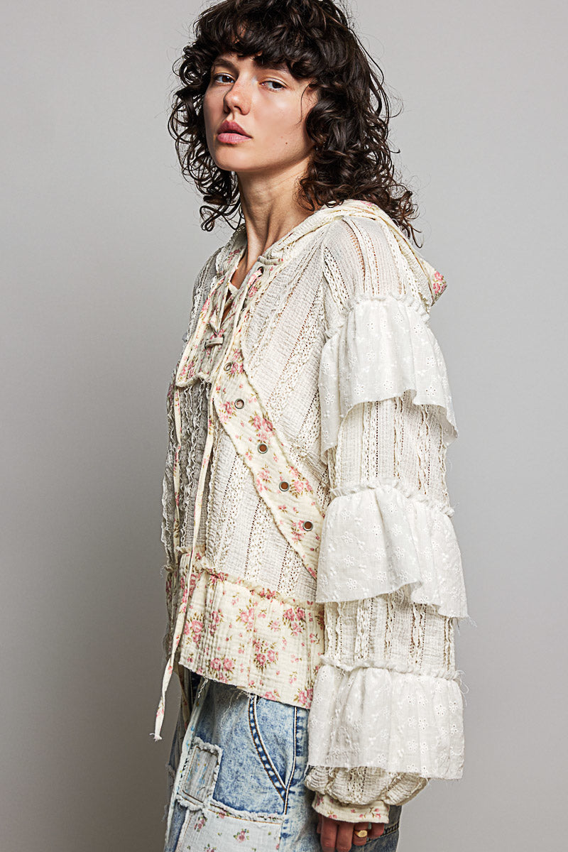 Janet Soft Ruffle Floral Hoodie