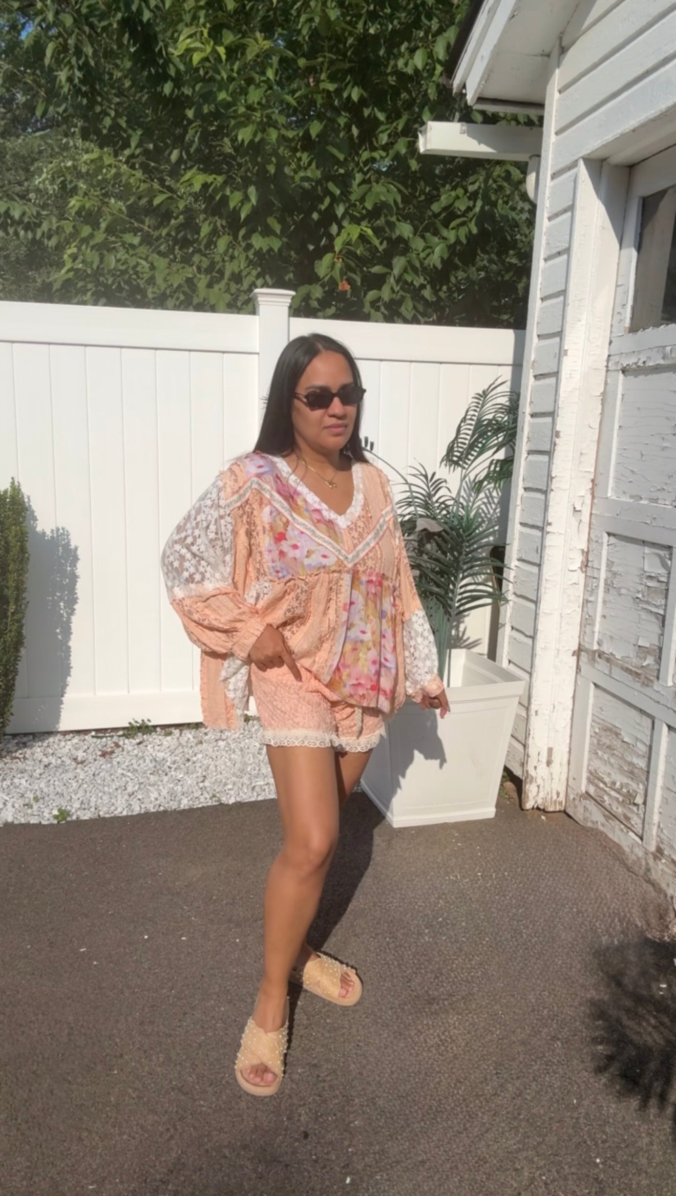 Maria Textured Knit Shorts in Coral Orange