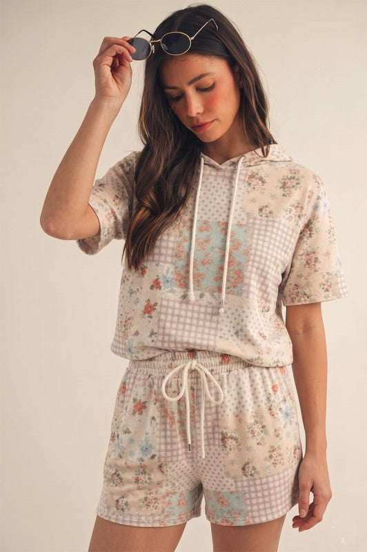 Leslie Floral Hooded Shorts Set
