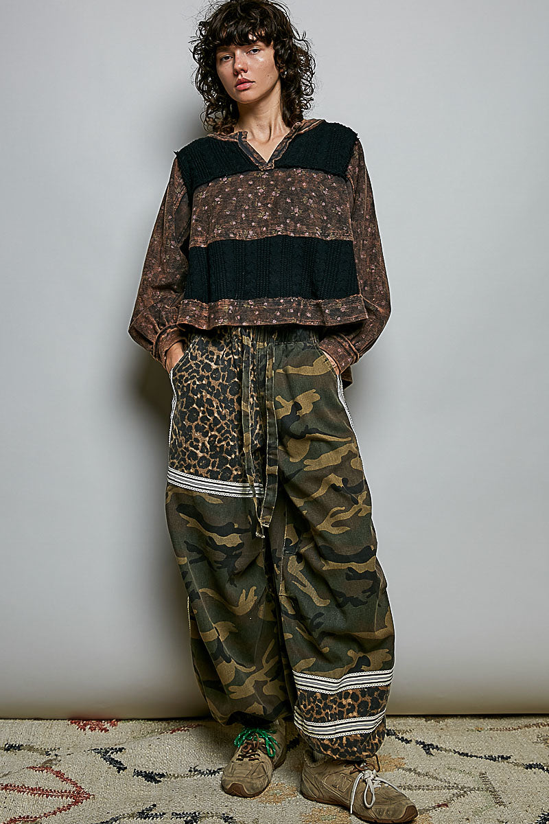 Macey Black Acid wash Terry knit top